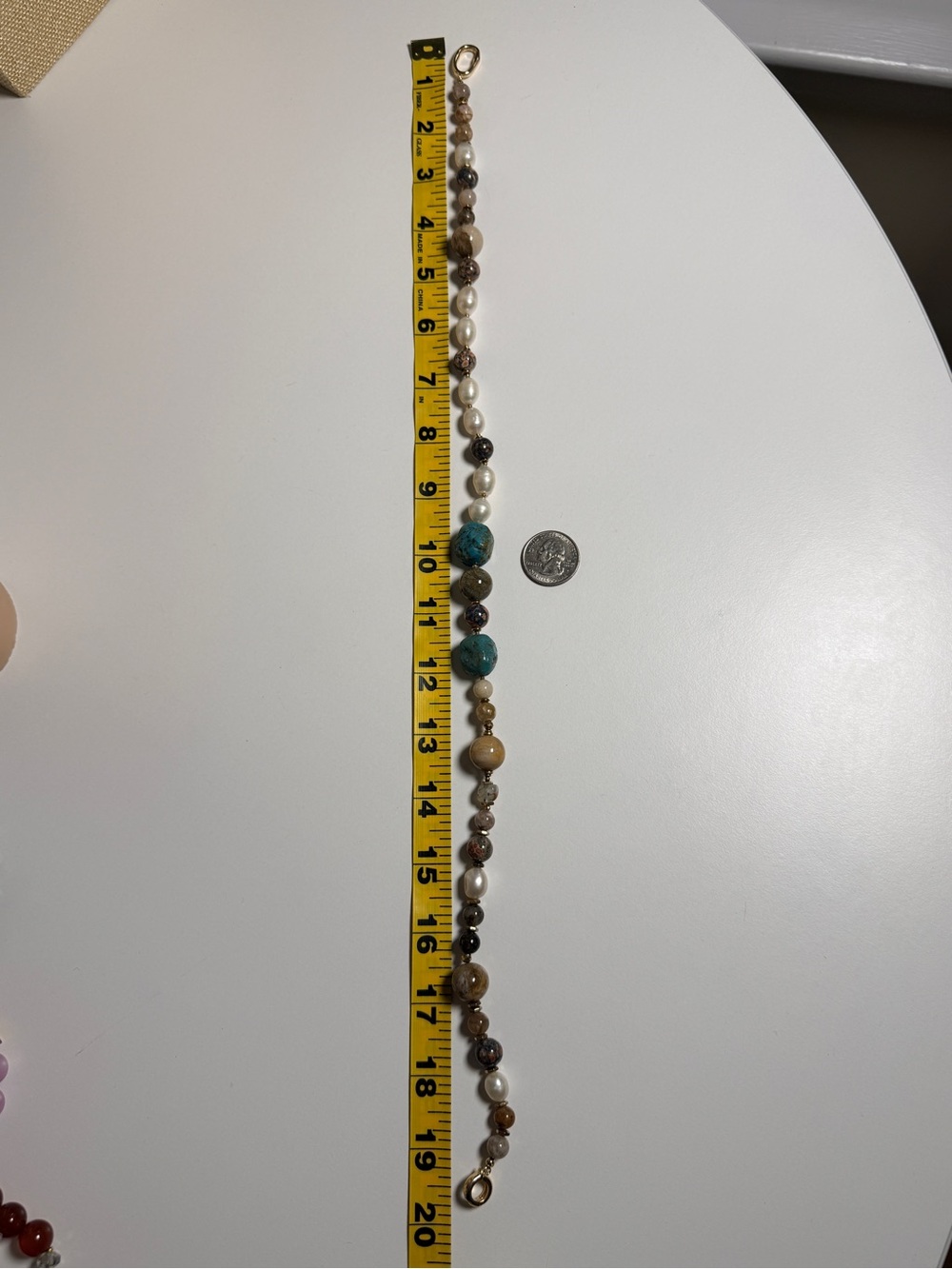 One of a Kind Turquoise Pearl Natural Stone Necklace - Picture 13 of 13